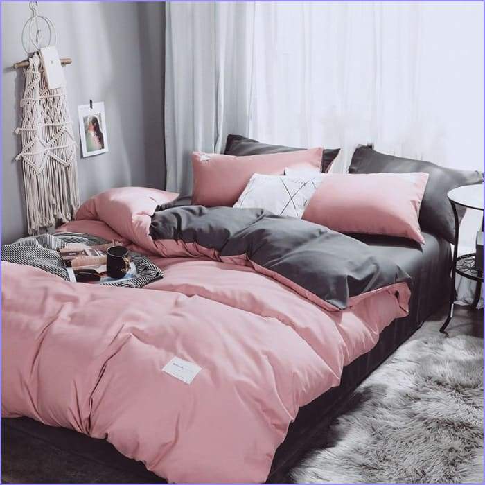 Pink and gray duvet cover 1 person