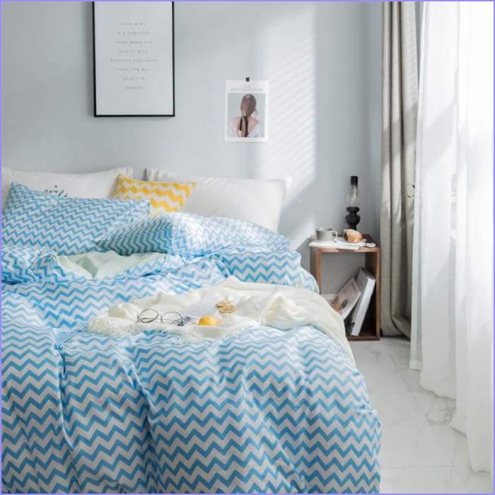 Scandinavian duvet cover - ocean blue