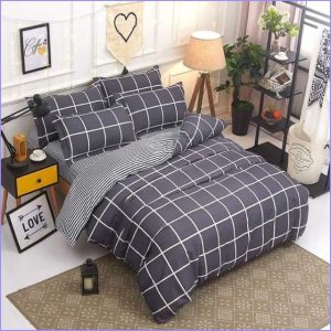 Scandinavian duvet cover large gray tiles
