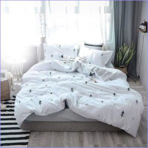 Scandinavian duvet cover - winter fir trees