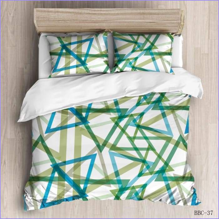 Scandinavian duvet cover - green triangles