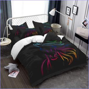 Rainbow horse head duvet cover