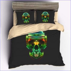 Duvet Cover Green Digital Death Head
