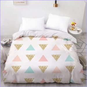 Rose and blue triangle duvet cover