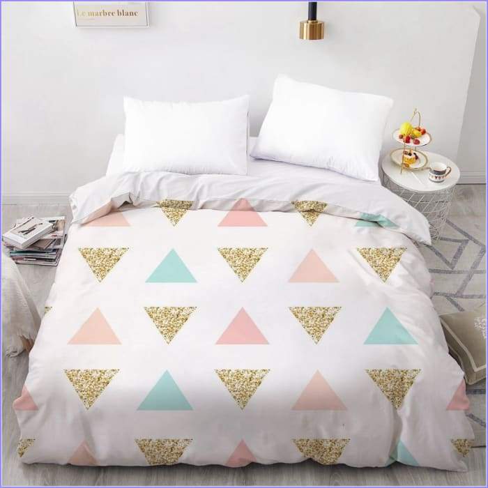 Rose and blue triangle duvet cover