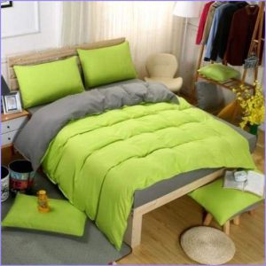 Green and gray duvet cover