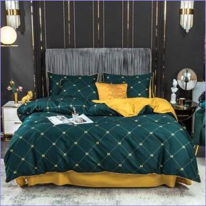 Green and yellow duvet cover