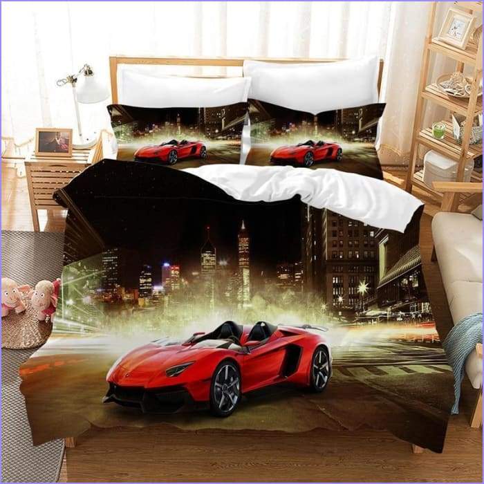 Red sports car duvet cover